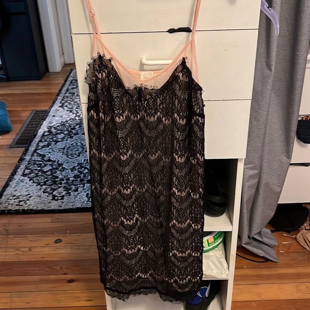 Lace inset mini dress